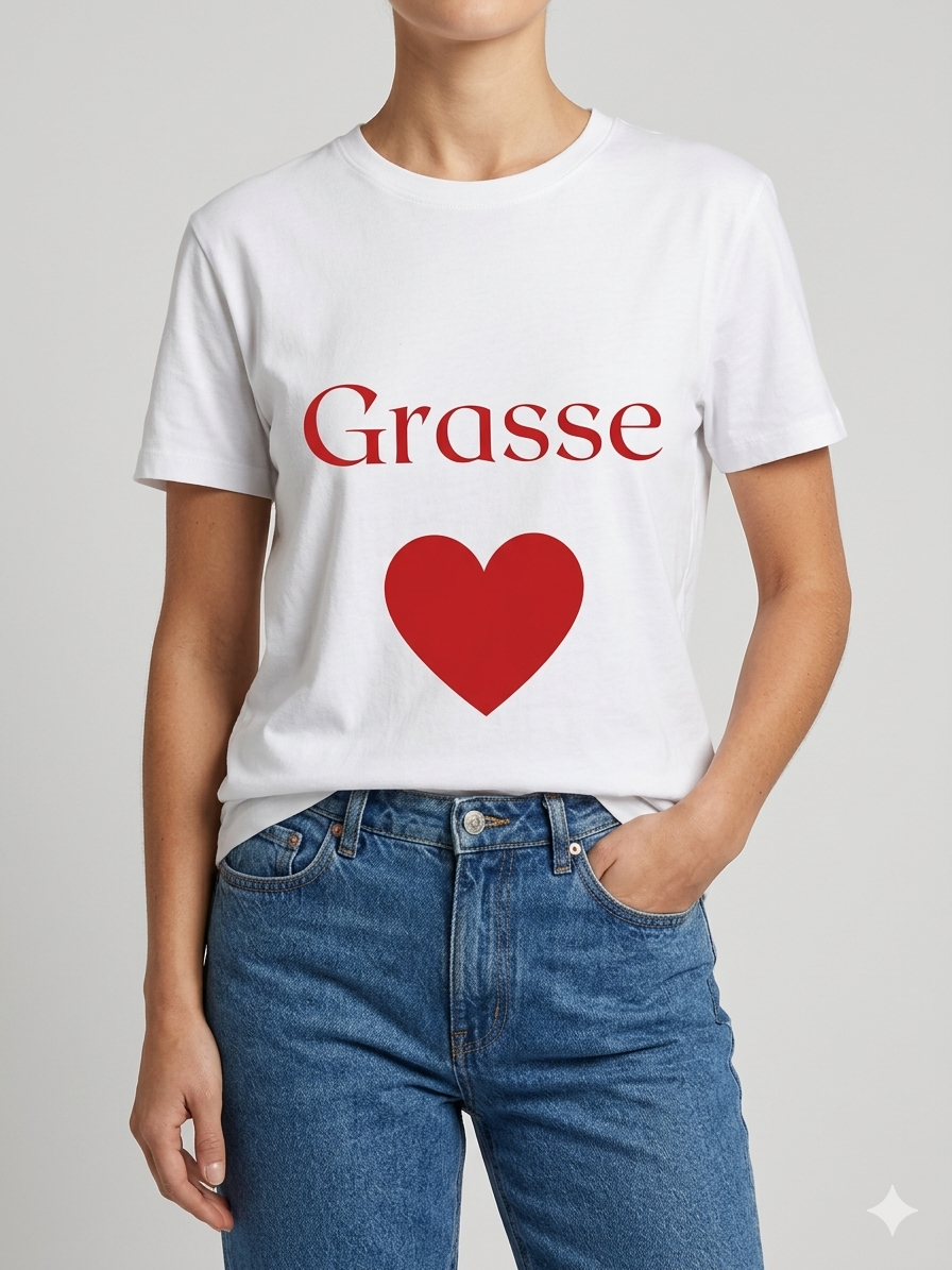 T-shirt Grasse avec un coeur