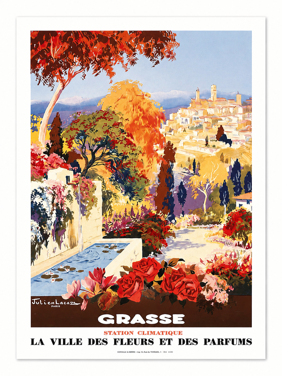 Affiche Vintage Grasse – La Ville des Fleurs et des Parfums