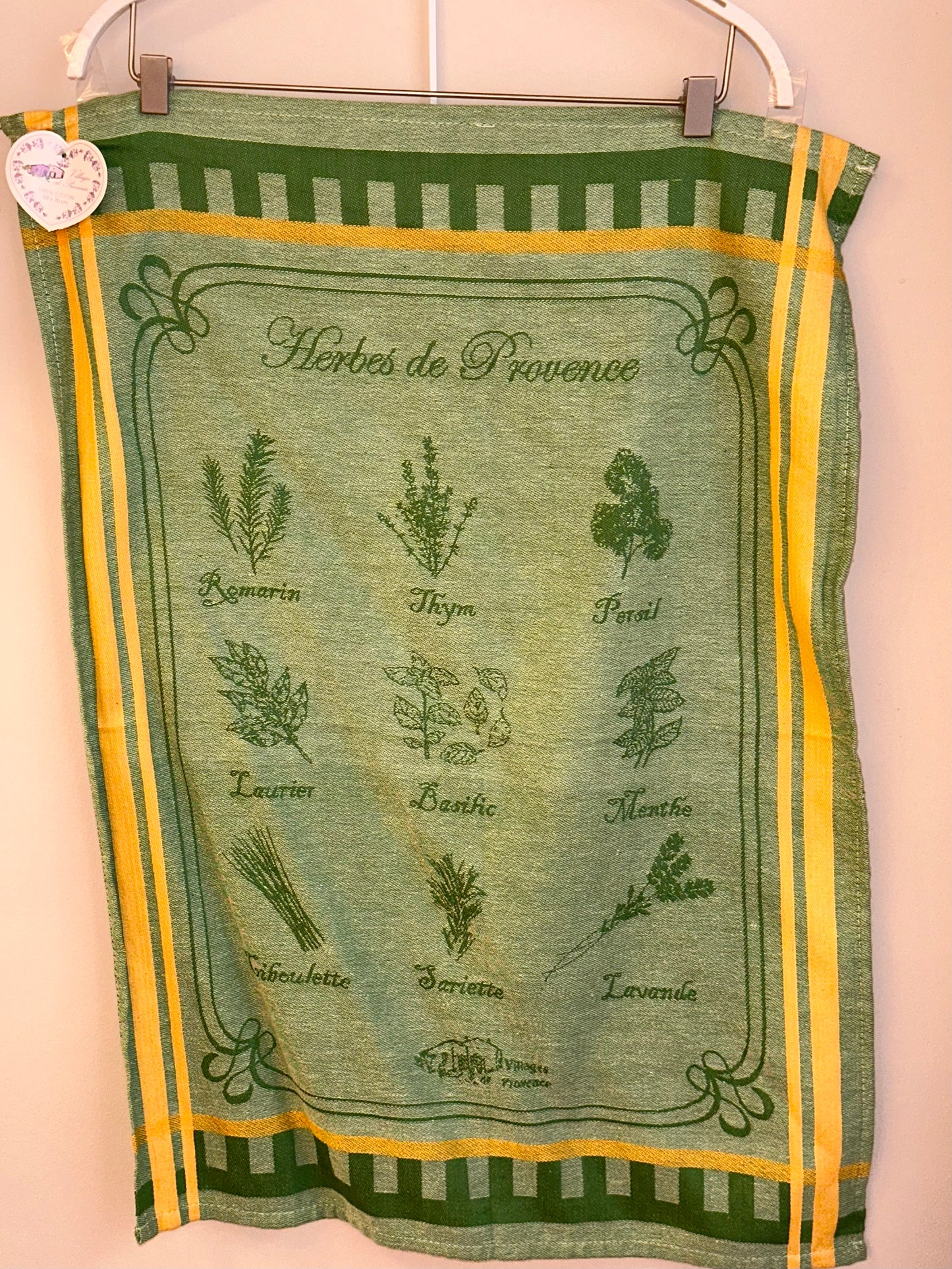 Torchon Herbes de Provence - Vert